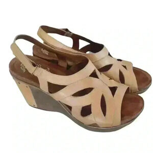 Dansko Womens Tan Leather Felecia Strappy Wedge Heels 41